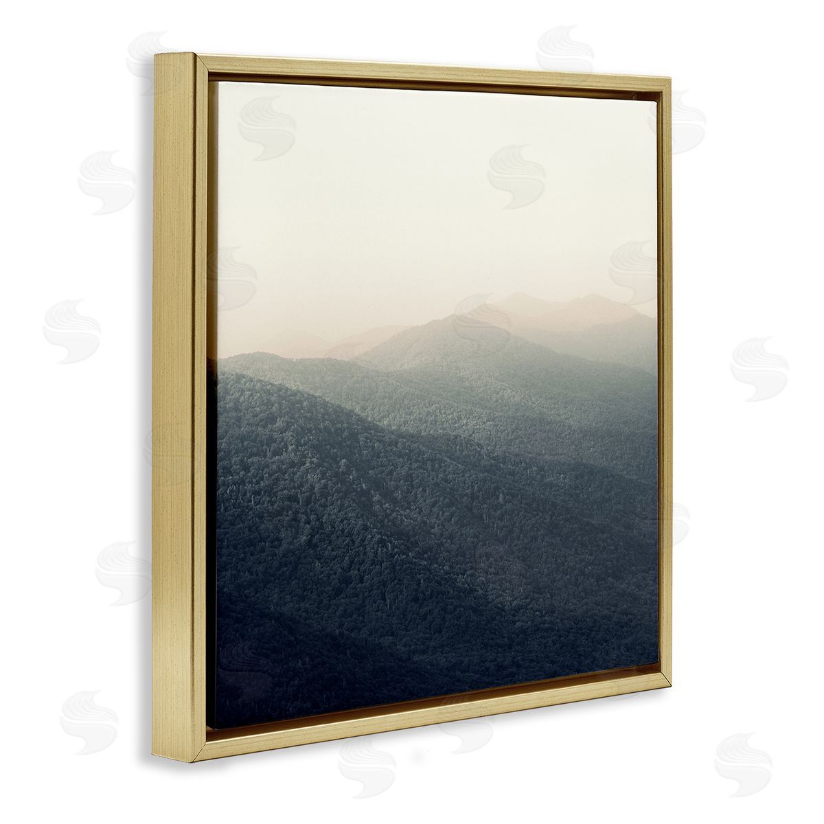 Nicholas Bell Lush Summertime Mountains Misty Grassland Photography  Gold Floating Frame Canvas Wall Art Print