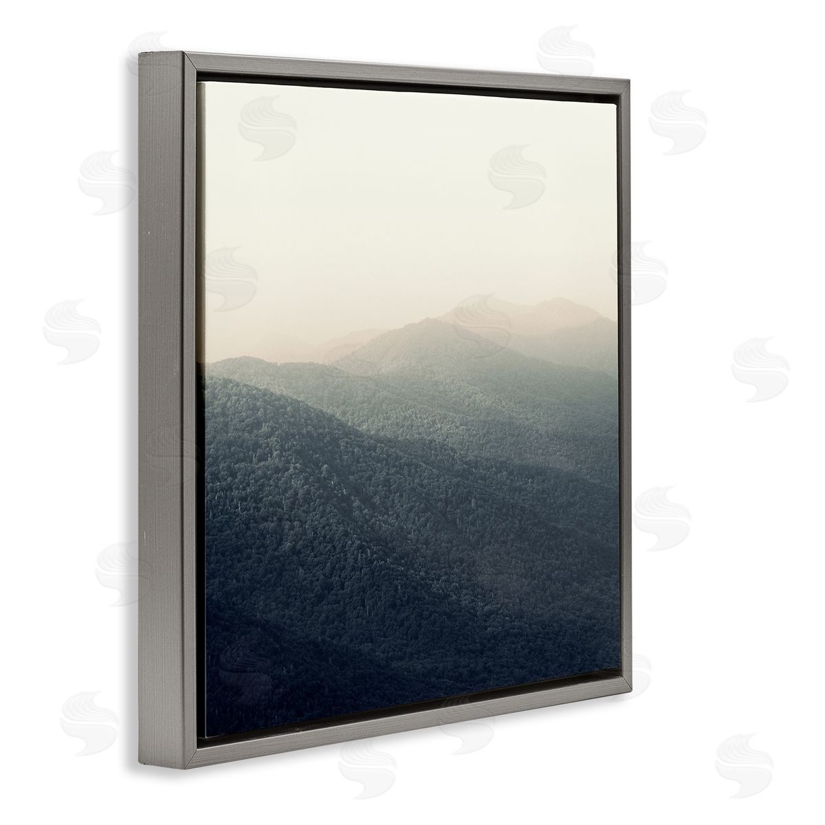 Nicholas Bell Lush Summertime Mountains Misty Grassland Photography  Gray Floating Frame Canvas Wall Art Print