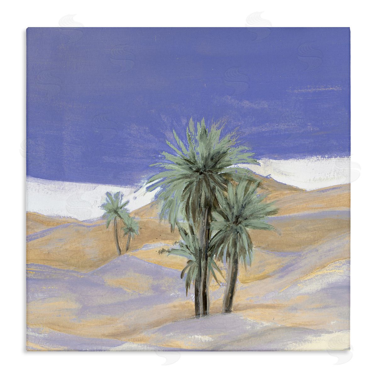 Patricia Pinto Desolate Desert Sand Palm Trees Blue Sky  Stretched Canvas Wall Art Print