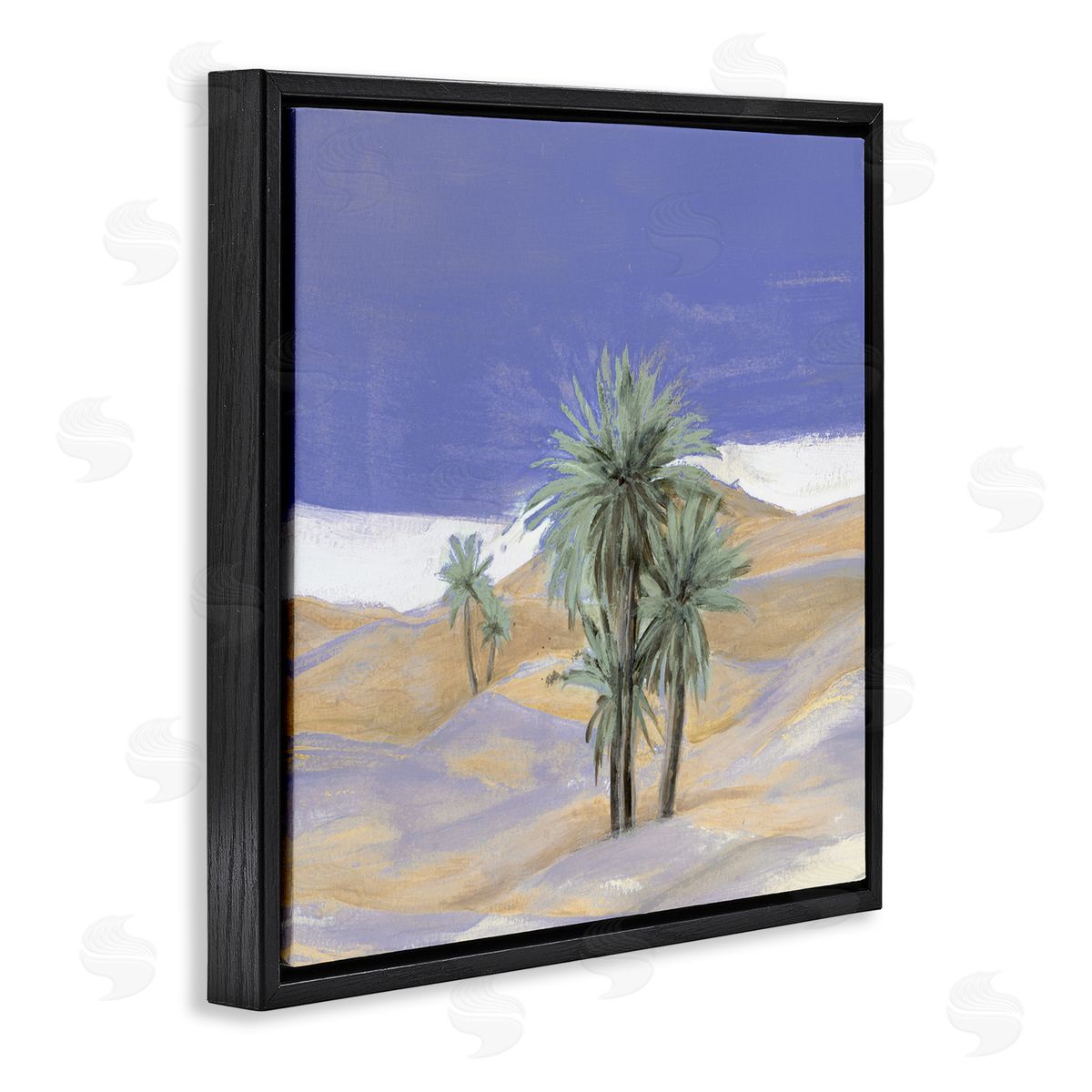 Patricia Pinto Desolate Desert Sand Palm Trees Blue Sky  Black Floating Frame Canvas Wall Art Print