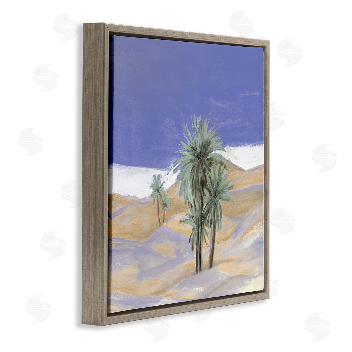Patricia Pinto Desolate Desert Sand Palm Trees Blue Sky  Brown Floating Frame Canvas Wall Art Print