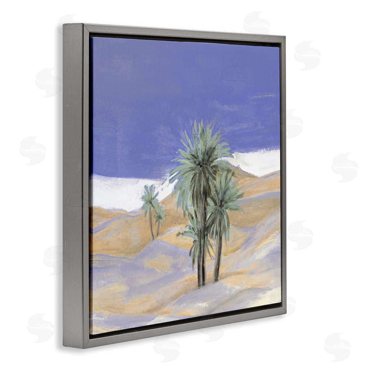 Patricia Pinto Desolate Desert Sand Palm Trees Blue Sky  Gray Floating Frame Canvas Wall Art Print