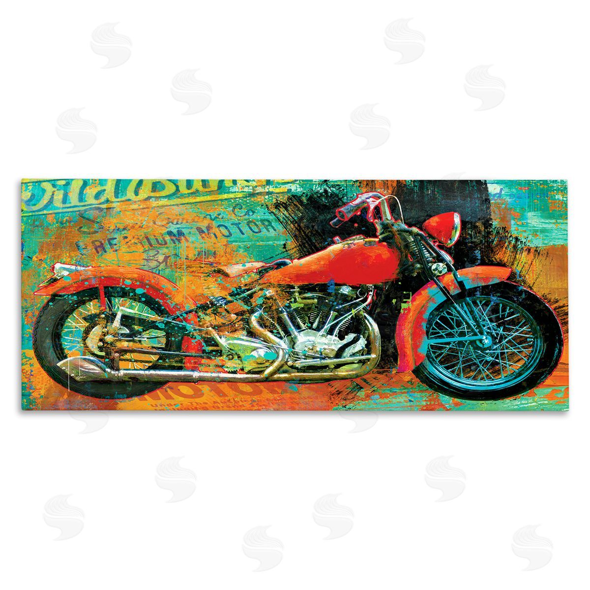 Porter Hastings Bold Abstract Collaged Red Motorcycle Text Brushstrokes