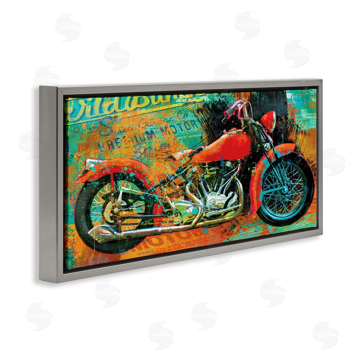 Porter Hastings Bold Abstract Collaged Red Motorcycle Text Brushstrokes
