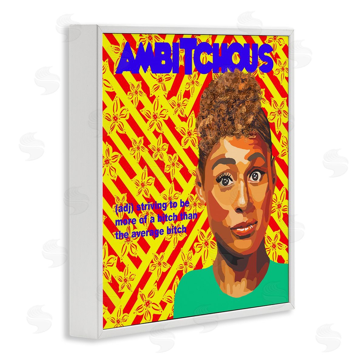 Lynnda Rakos Ambitious Funny Quote Bold Floral Pattern Background  White Framed Glicee Wall Art Print