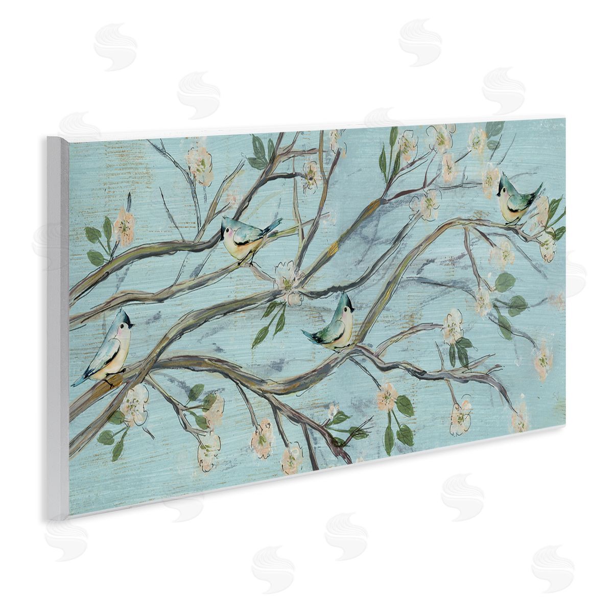Susan Jill Tranquil Blue Birds Cherry Blossom Tree Branch