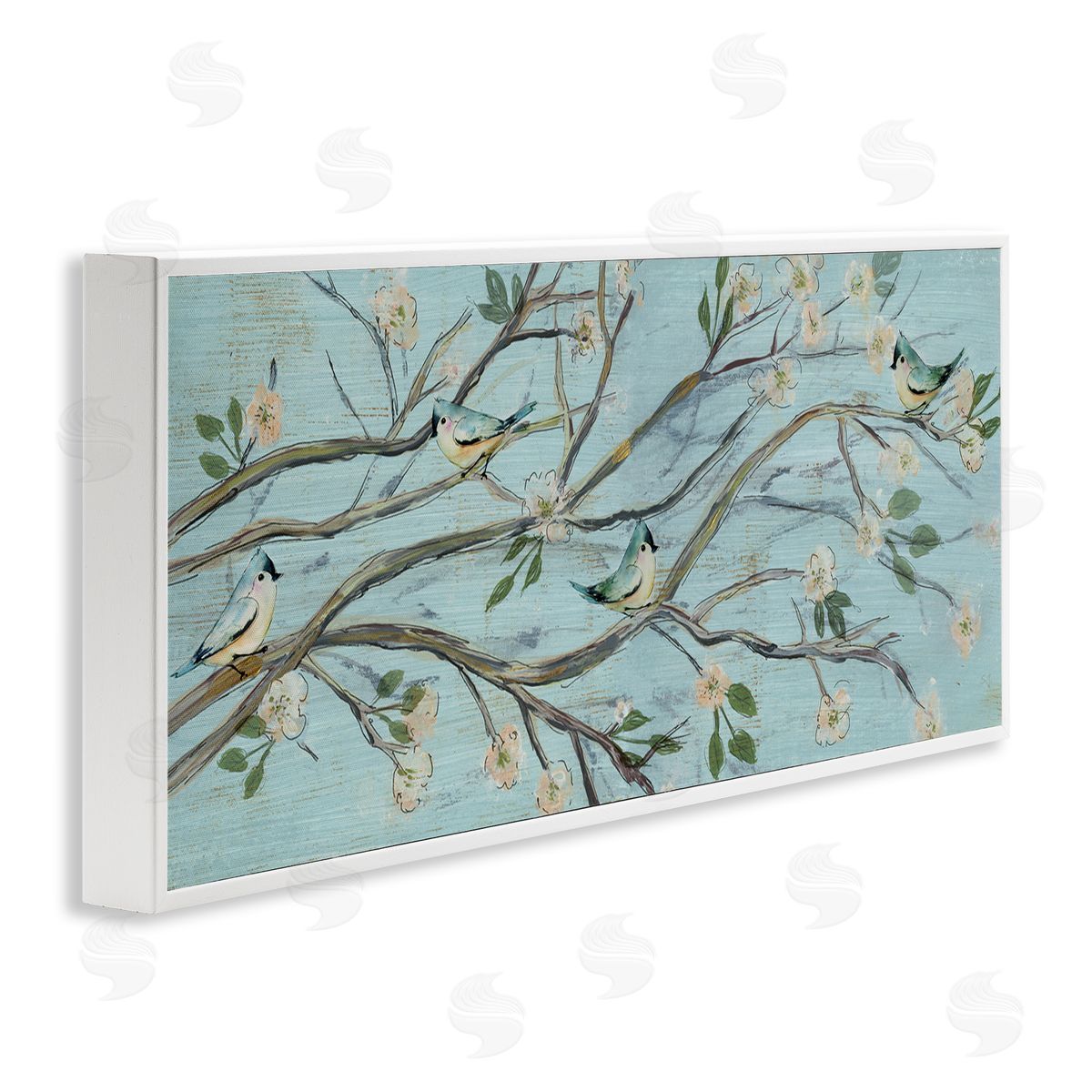 Susan Jill Tranquil Blue Birds Cherry Blossom Tree Branch