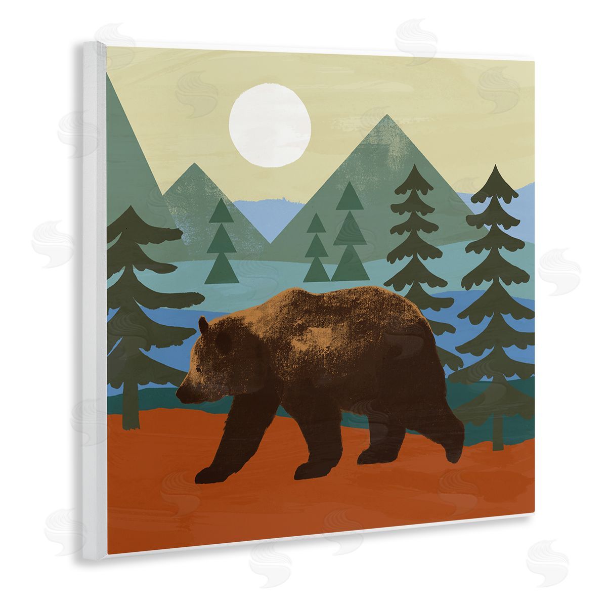 Victoria Barnes Brown Bear Nature Woodlands Sunshine Camp Wooden Wall Plaque Art Print