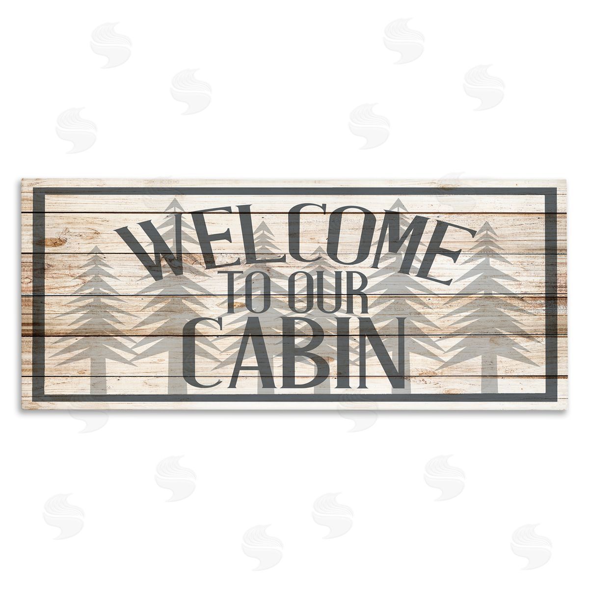 Kim Allen Cabin Welcome Sign Rustic Pine Trees Text Design