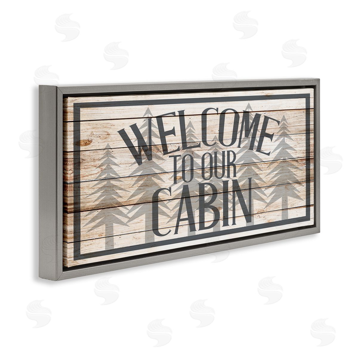 Kim Allen Cabin Welcome Sign Rustic Pine Trees Text Design