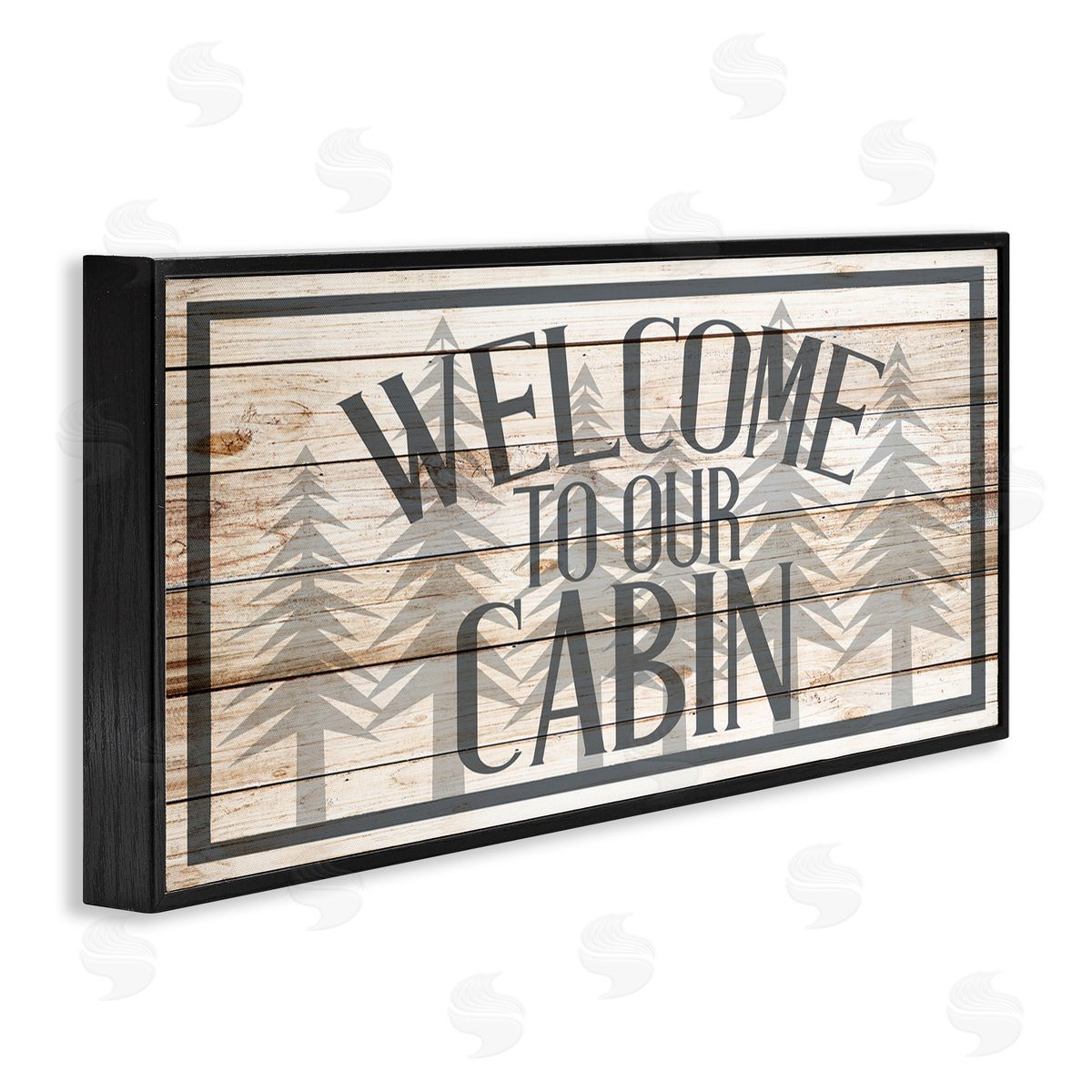 Kim Allen Cabin Welcome Sign Rustic Pine Trees Text Design