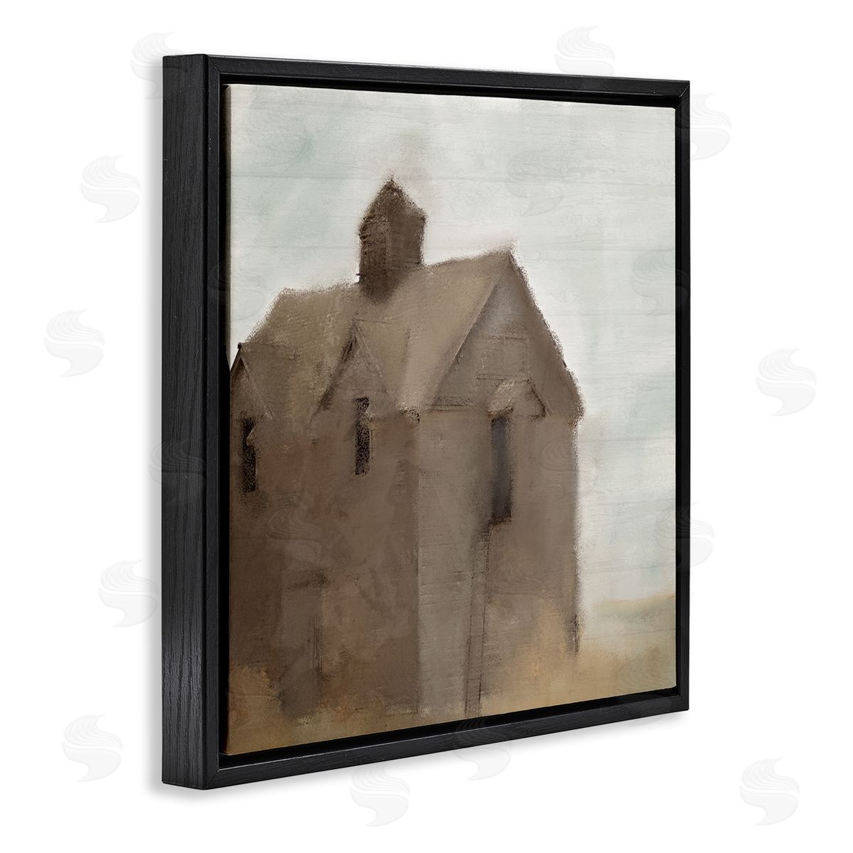 Kim Allen Rustic Painterly Brown Barn Rural Farmland  Black Floating Frame Canvas Wall Art Print