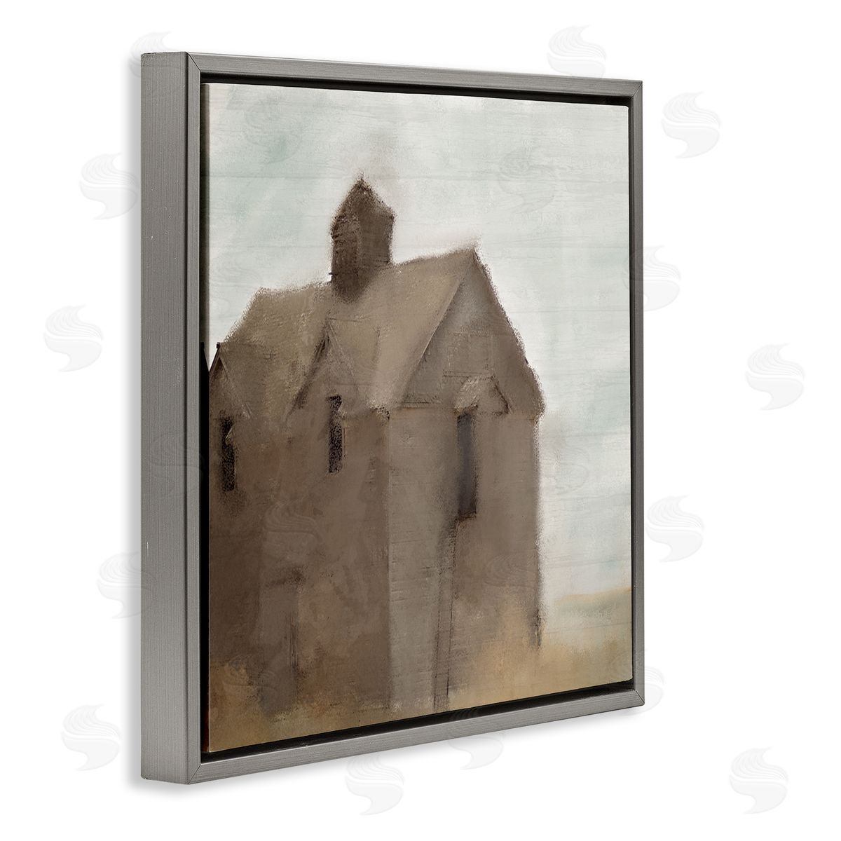 Kim Allen Rustic Painterly Brown Barn Rural Farmland  Gray Floating Frame Canvas Wall Art Print