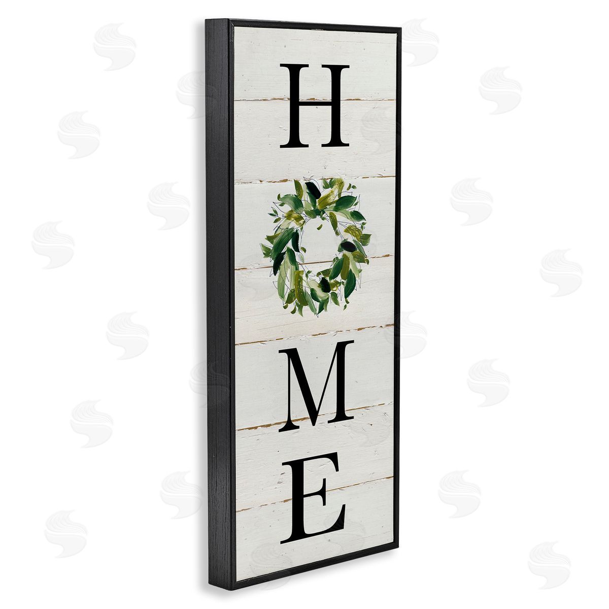 Carol Robinson Home Vertical Phrase Green Leaf Wreath Family Typography