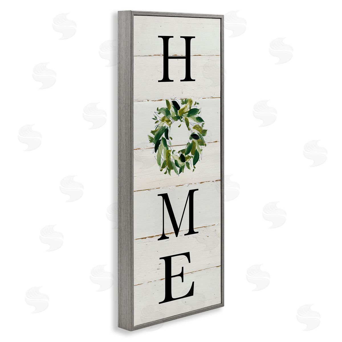 Carol Robinson Home Vertical Phrase Green Leaf Wreath Family Typography