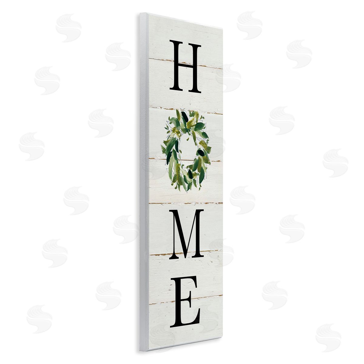 Carol Robinson Home Vertical Phrase Green Leaf Wreath Family Typography