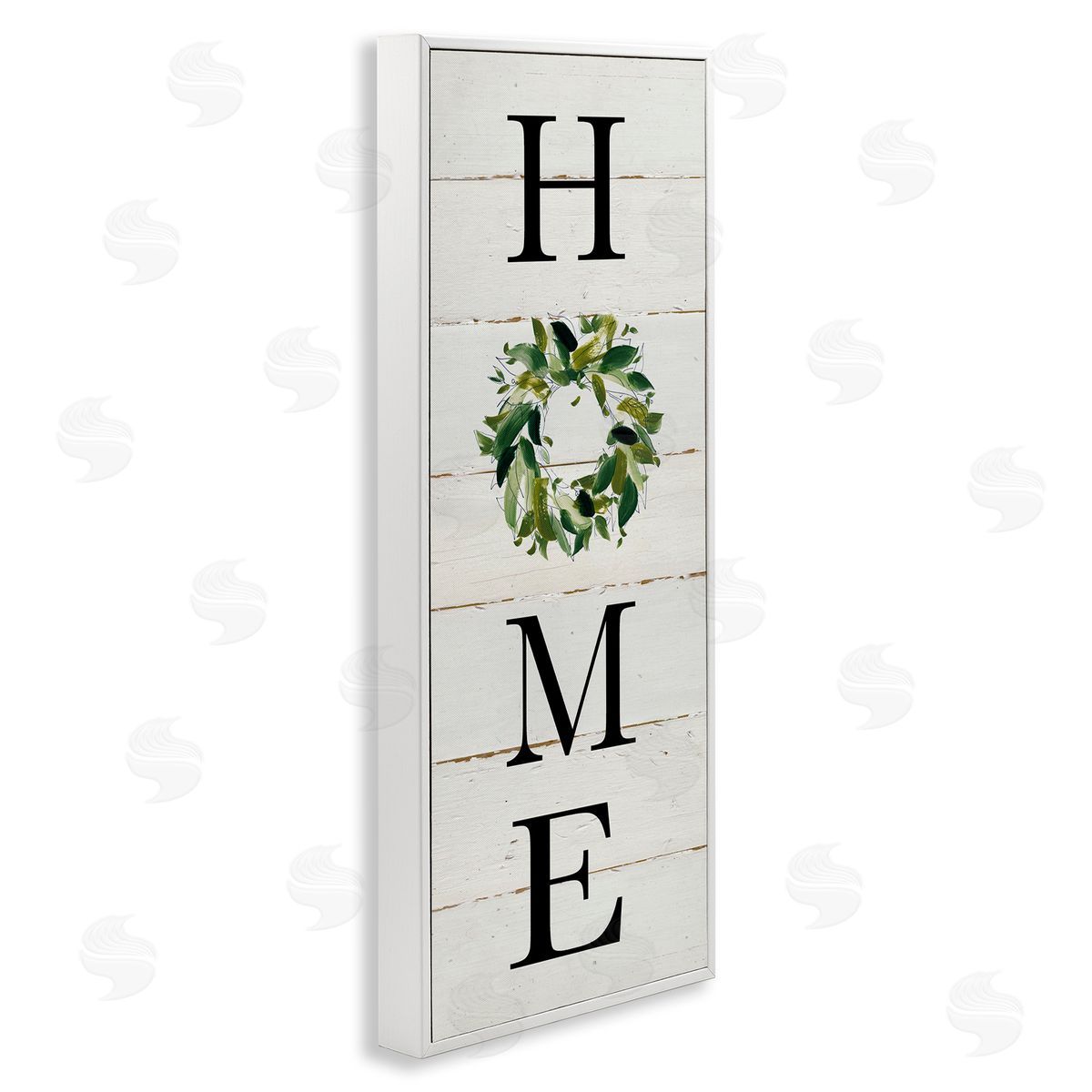 Carol Robinson Home Vertical Phrase Green Leaf Wreath Family Typography