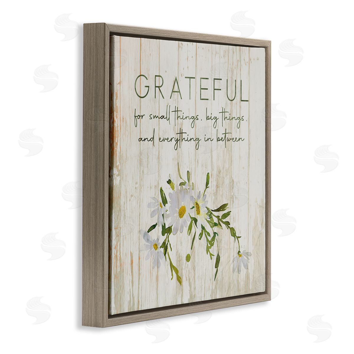 Susan Jill Grateful for Small Big In Between Motivational Phrase Brown Floating Frame Canvas Wall Art Print
