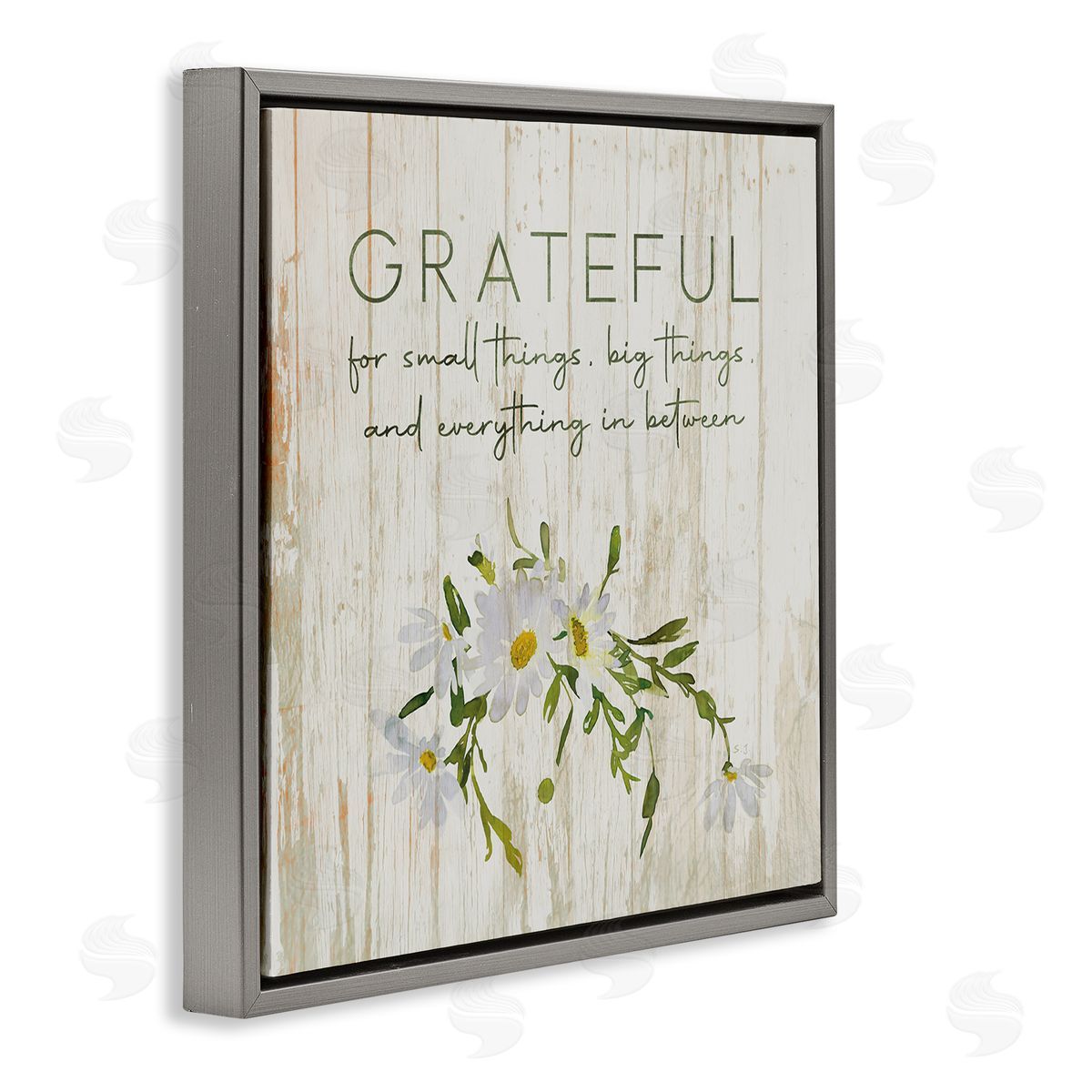 Susan Jill Grateful for Small Big In Between Motivational Phrase Gray Floating Frame Canvas Wall Art Print