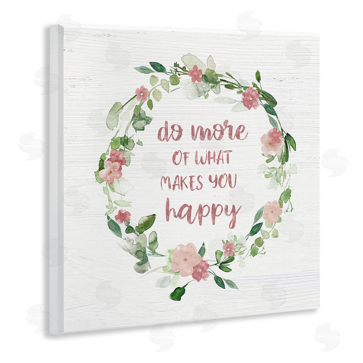 Carol Robinson What Makes You Happy Motivational Phrase Pink Flowers Wooden Wall Plaque Art Print