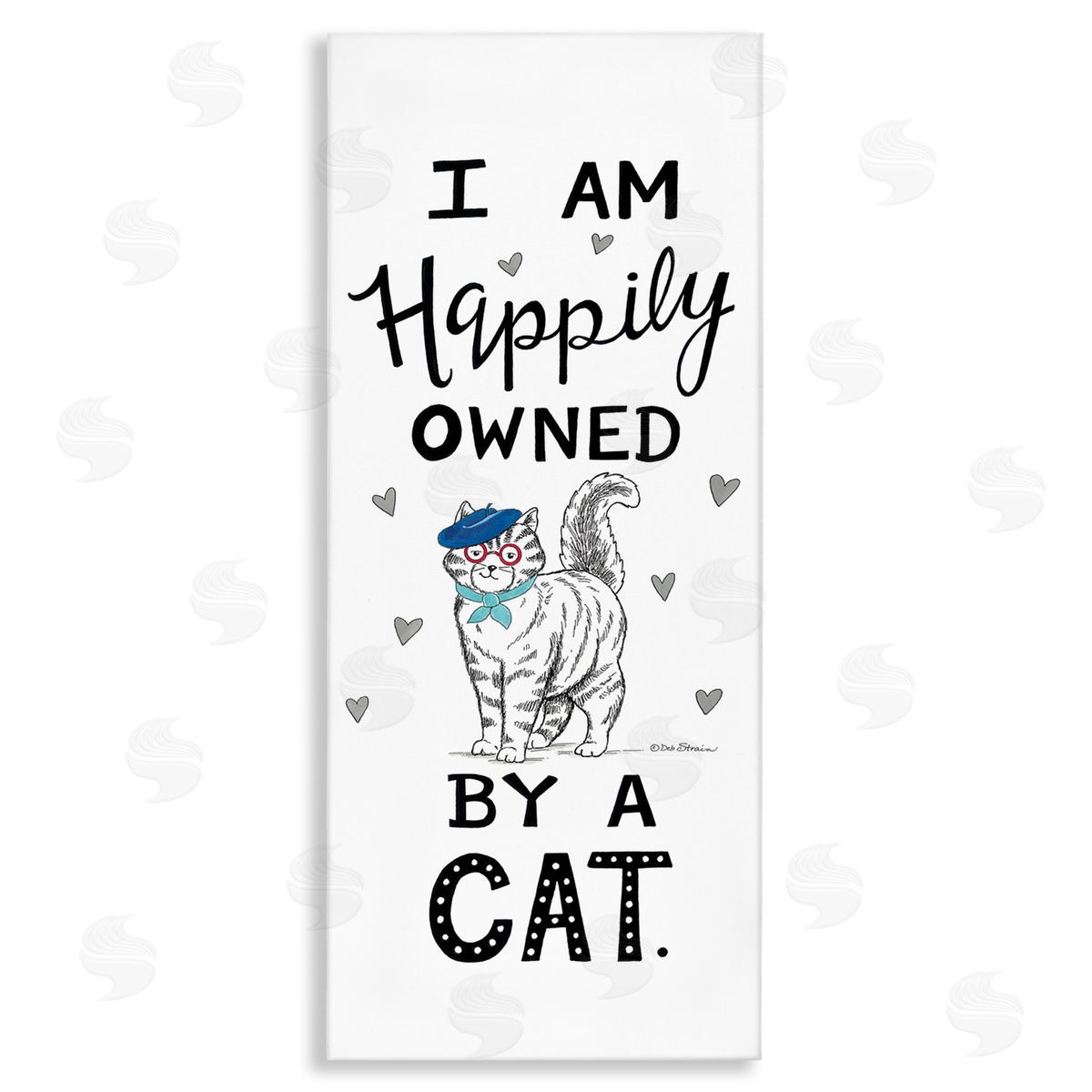 Deb Strain Happily Owned By Cat Funny Phrase Feline fr_sideench Beret