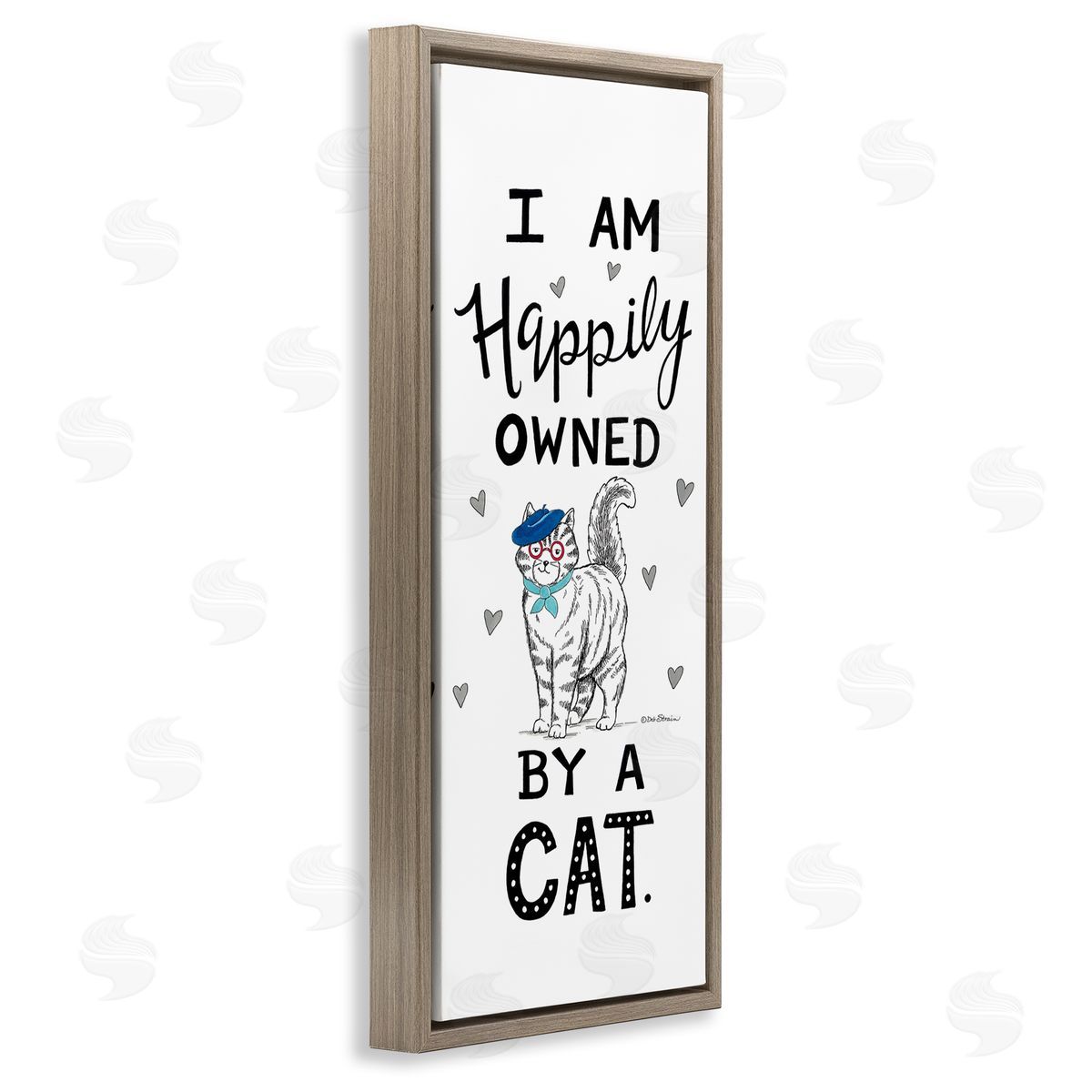 Deb Strain Happily Owned By Cat Funny Phrase Feline fr_sideench Beret