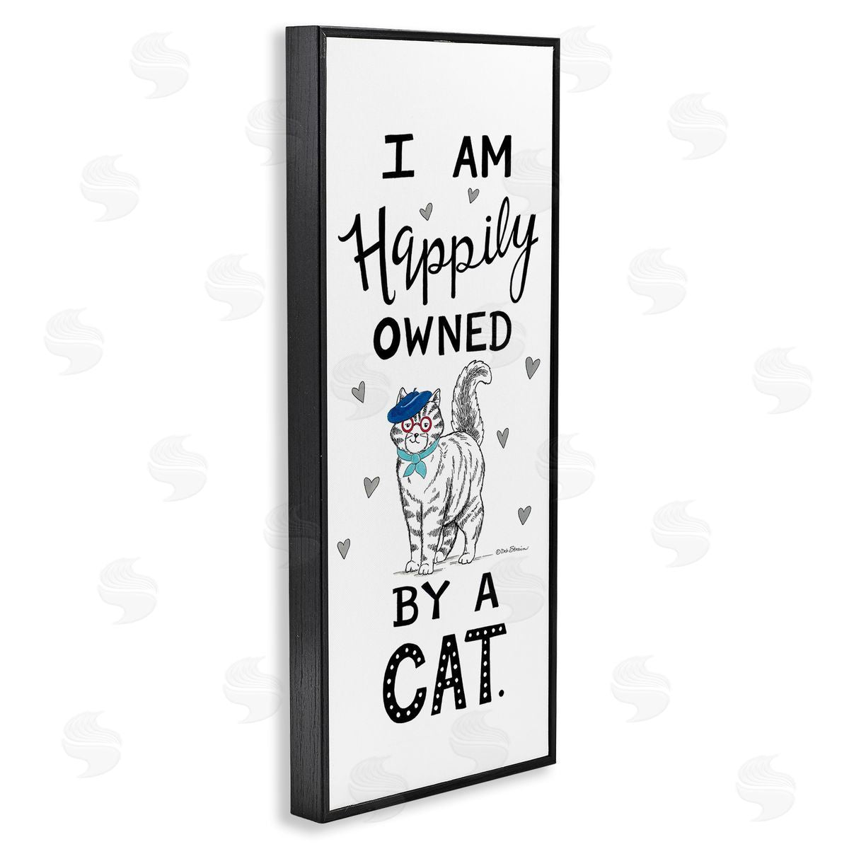 Deb Strain Happily Owned By Cat Funny Phrase Feline fr_sideench Beret