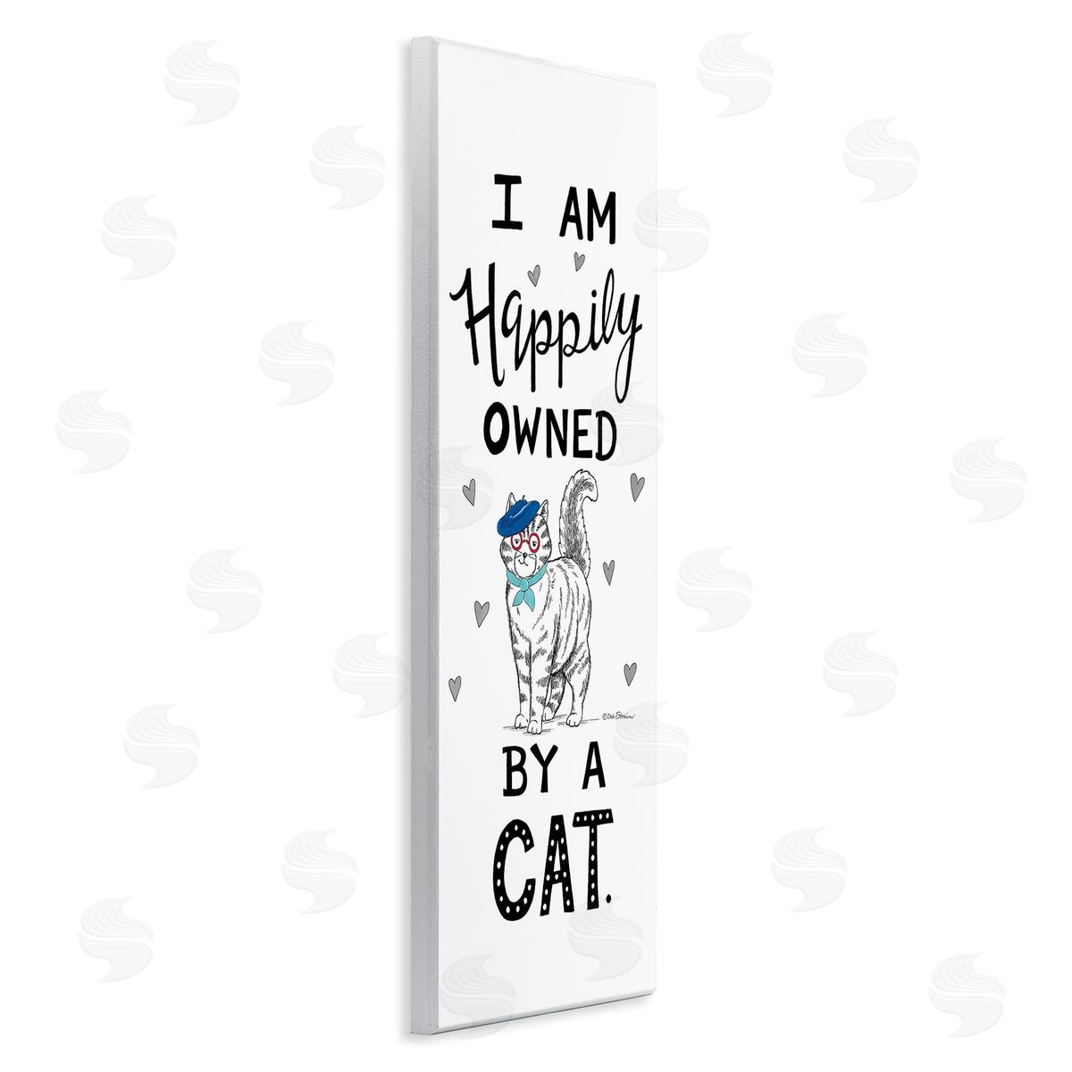 Deb Strain Happily Owned By Cat Funny Phrase Feline fr_sideench Beret
