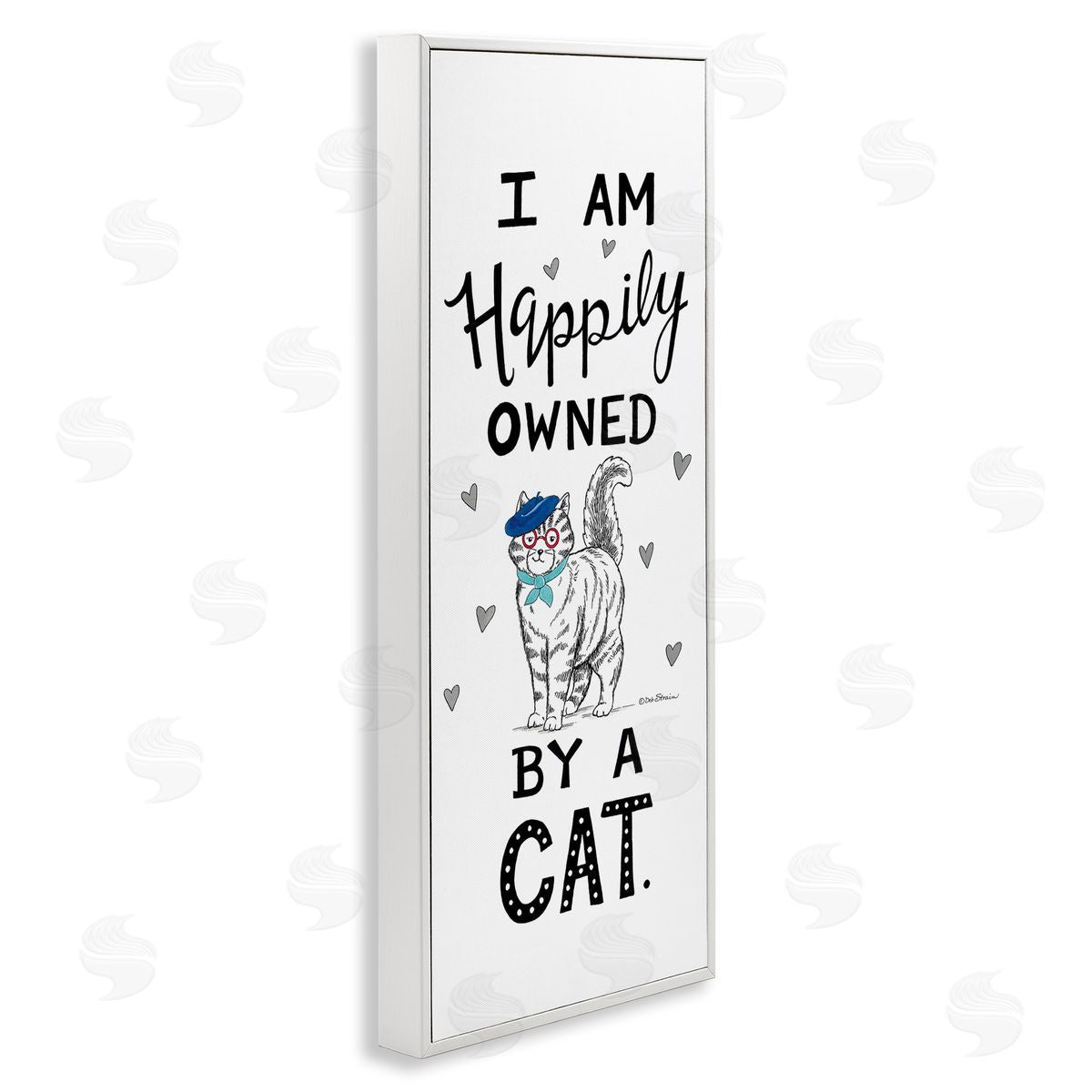 Deb Strain Happily Owned By Cat Funny Phrase Feline fr_sideench Beret