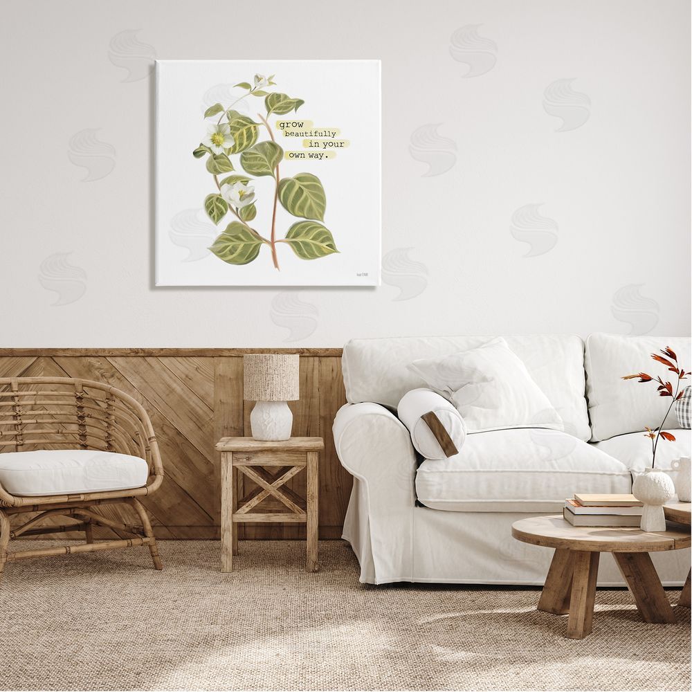 House Fenway Grow Beautifully Your Way Motivational Spring Garden Phrase Canvas Wall Art in Room