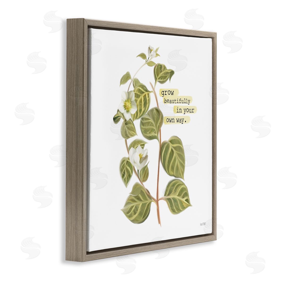 House Fenway Grow Beautifully Your Way Motivational Spring Garden Phrase Brown Floating Frame Canvas Wall Art Print