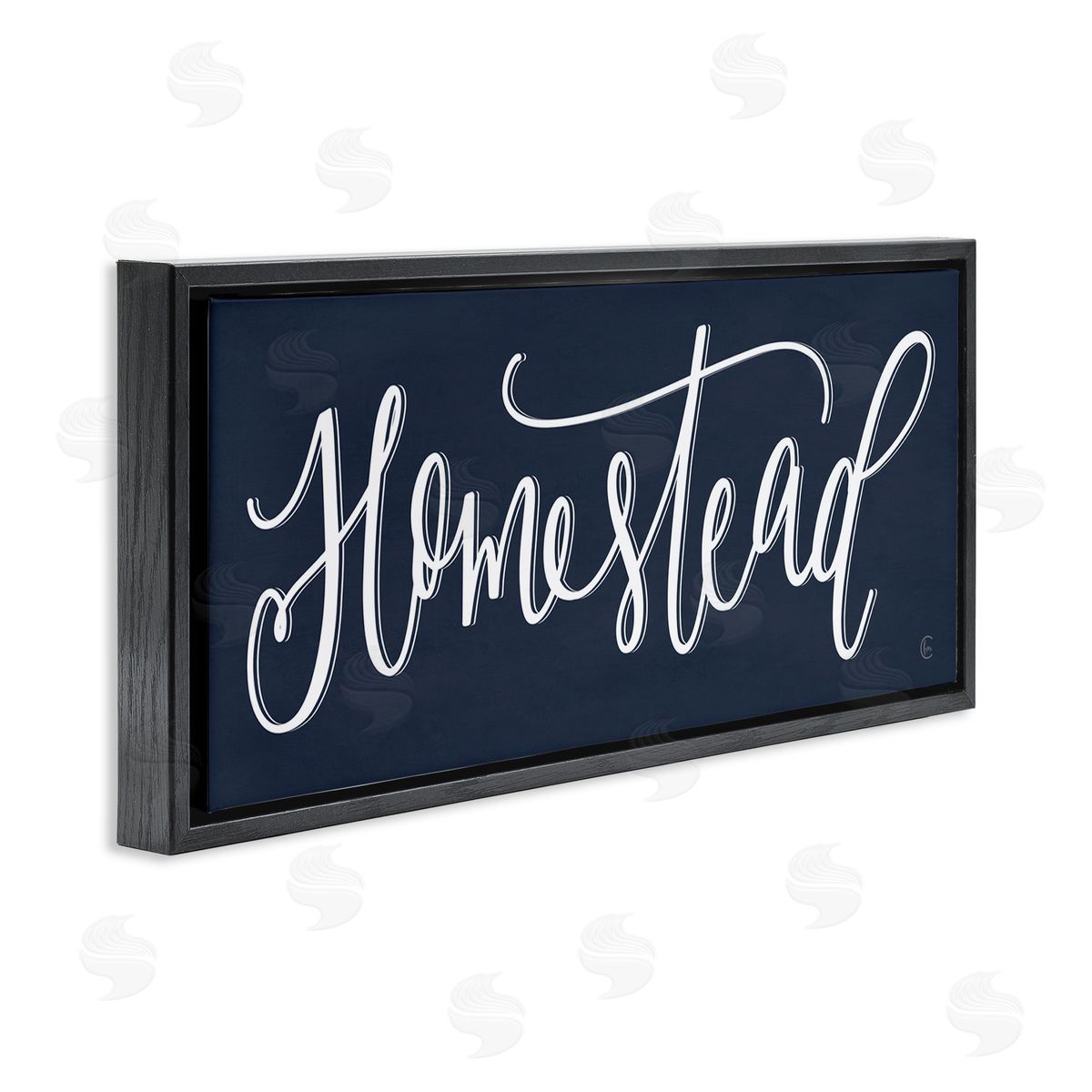 Navy Blue Homestead Phrase Black Floating Frame Canvas Wall Art, Home Decor by House Fenway