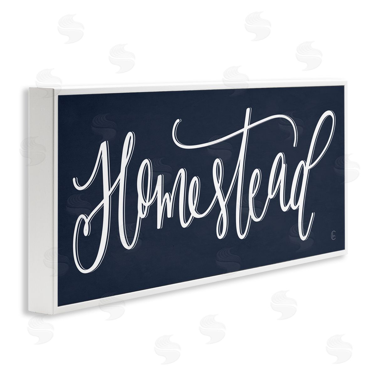 Navy Blue Homestead Phrase White Frame Print Wall Art, Home Decor by House Fenway