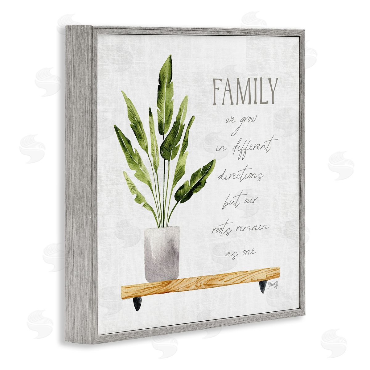Marla Rae Family Grows Different But Roots Remain Quote Green Plant Gray Framed Glicee Wall Art Print