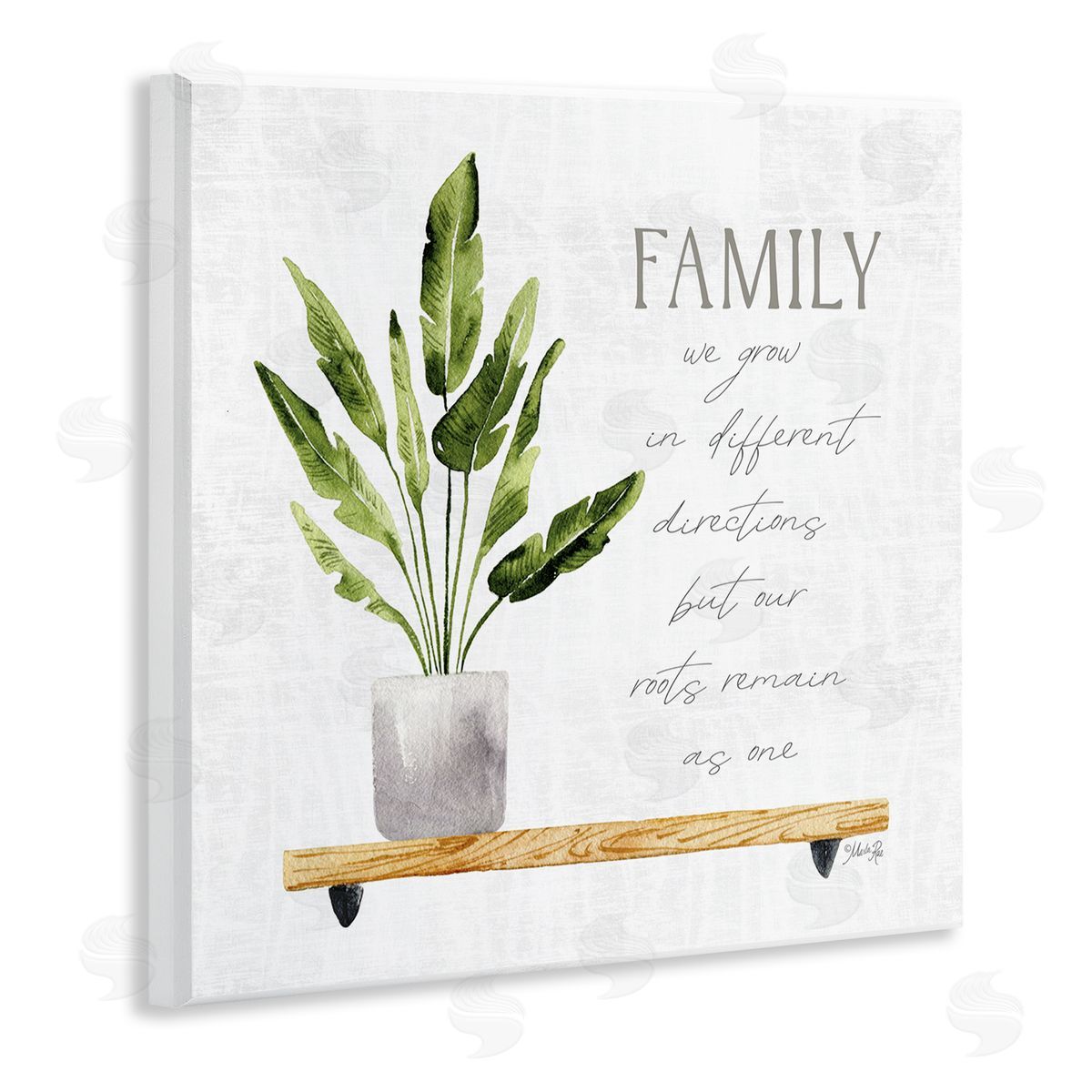 Marla Rae Family Grows Different But Roots Remain Quote Green Plant Wooden Wall Plaque Art Print