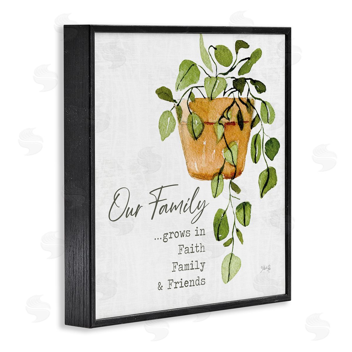 Marla Rae Grows in Faith Family & Friends Inspirational Quote Green Plant Black Framed Glicee Wall Art Print