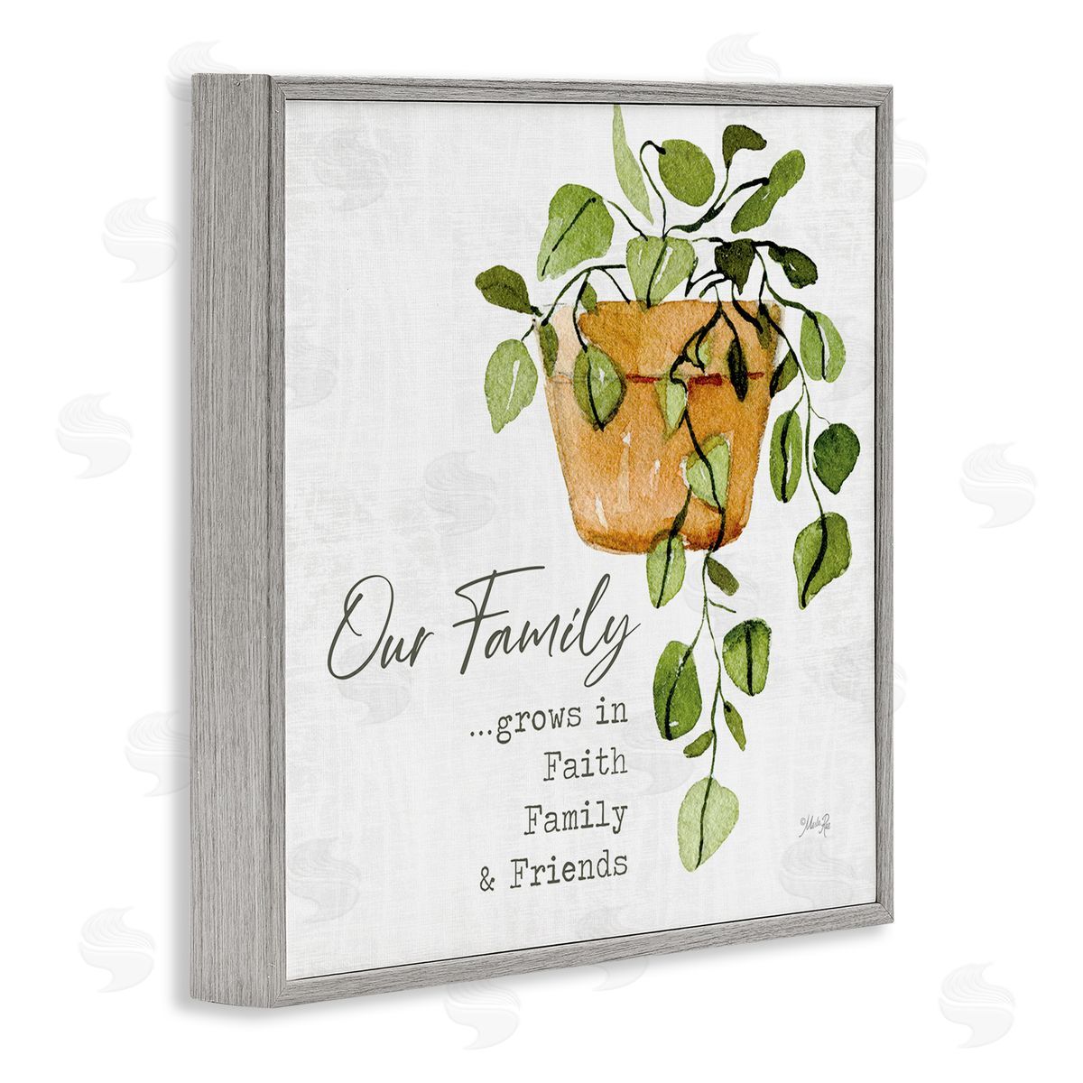 Marla Rae Grows in Faith Family & Friends Inspirational Quote Green Plant Gray Framed Glicee Wall Art Print