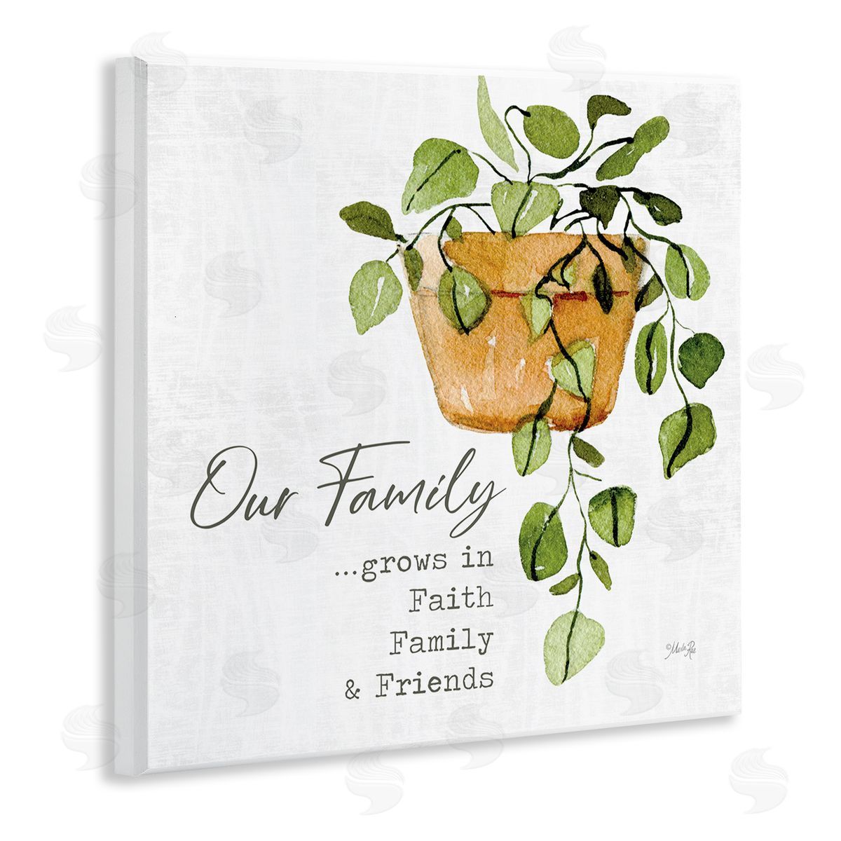 Marla Rae Grows in Faith Family & Friends Inspirational Quote Green Plant Wooden Wall Plaque Art Print