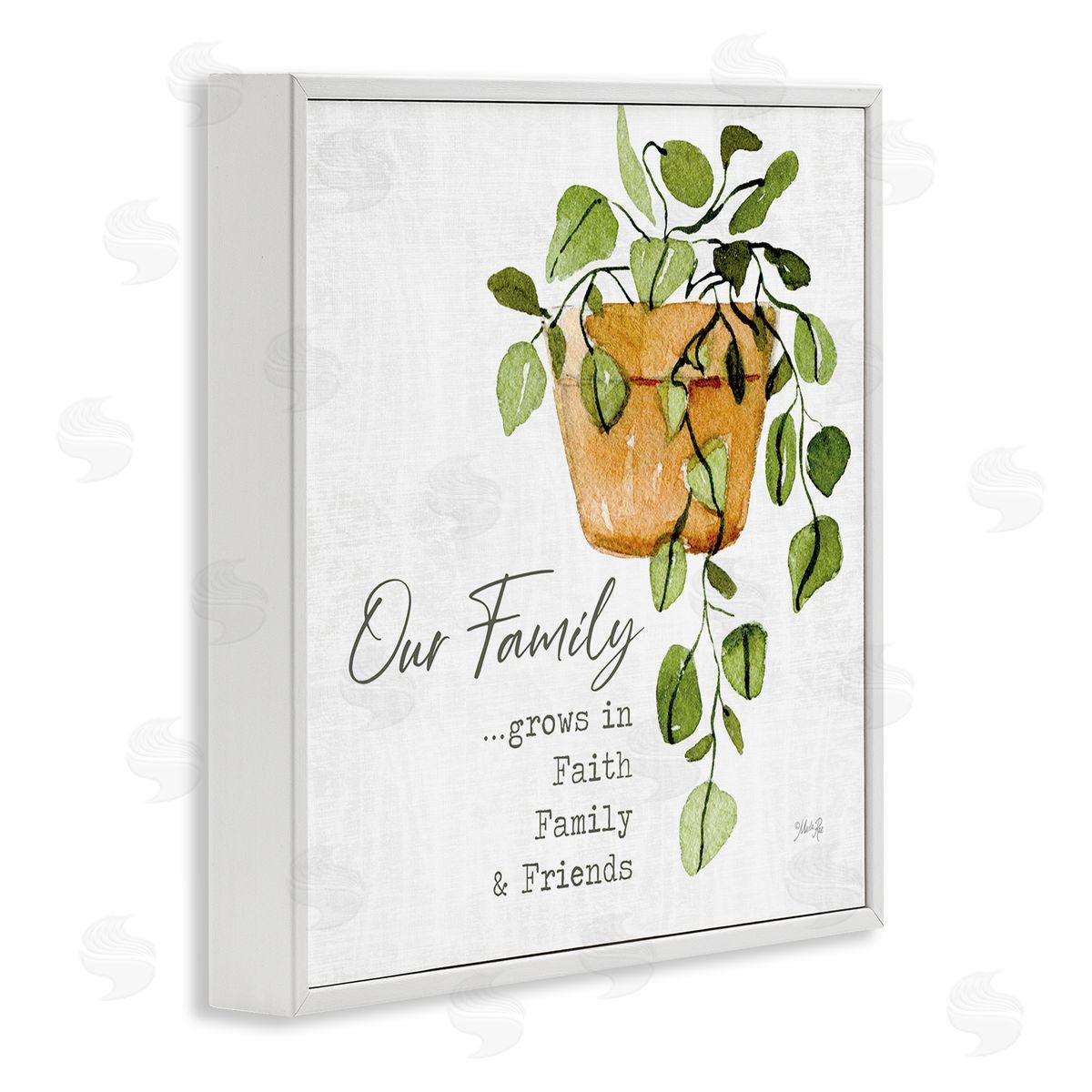 Marla Rae Grows in Faith Family & Friends Inspirational Quote Green Plant White Framed Glicee Wall Art Print