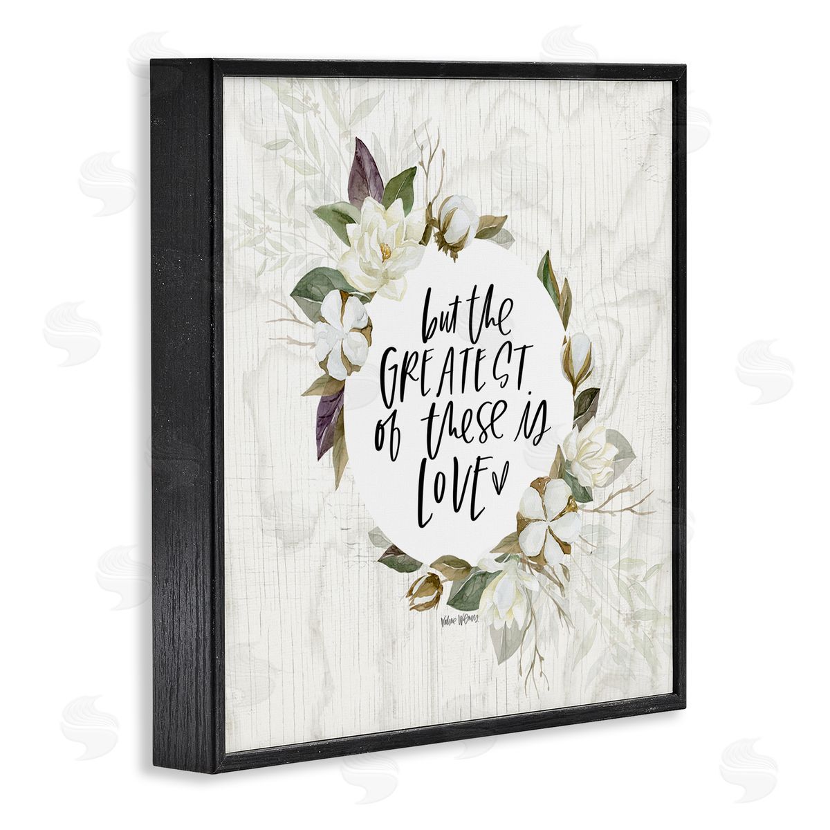 Valerie Wieners Greatest Love Typography Quote Classic White Floral Border Black Framed Glicee Wall Art Print