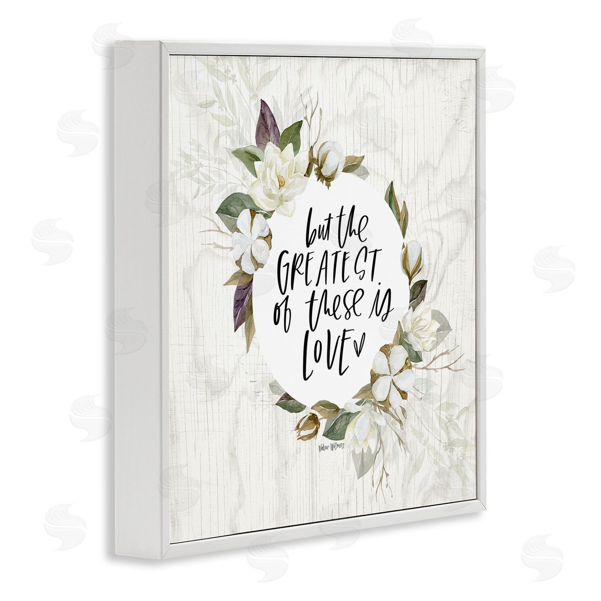 Valerie Wieners Greatest Love Typography Quote Classic White Floral Border White Framed Glicee Wall Art Print