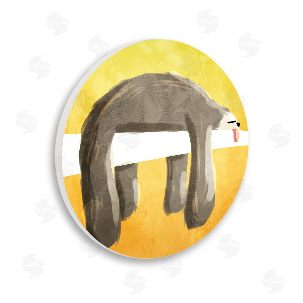 Milli Villa Sleeping Tree Sloth Exhausted Jungle Animal Yellow Sky Wooden Wall Plaque Art Print