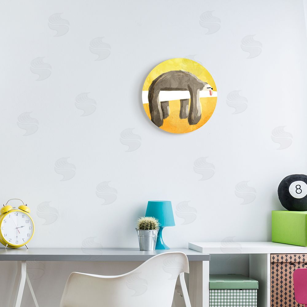 Milli Villa Sleeping Tree Sloth Exhausted Jungle Animal Yellow Sky Round Wall Plaque Art Print in Room