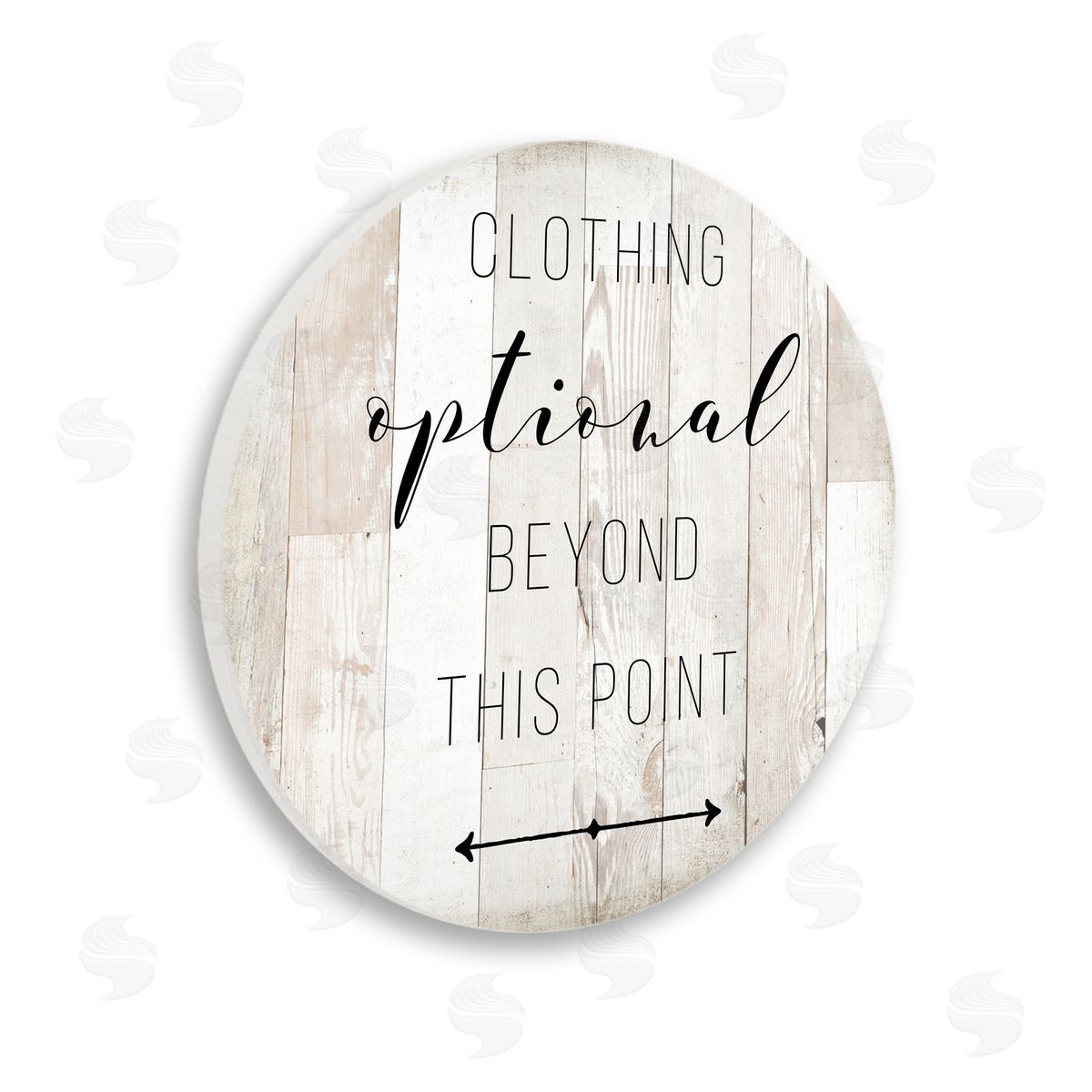 Amanda Murray Clothing Optional Beyond This Point Sign Rustic Pattern Wooden Wall Plaque Art Print