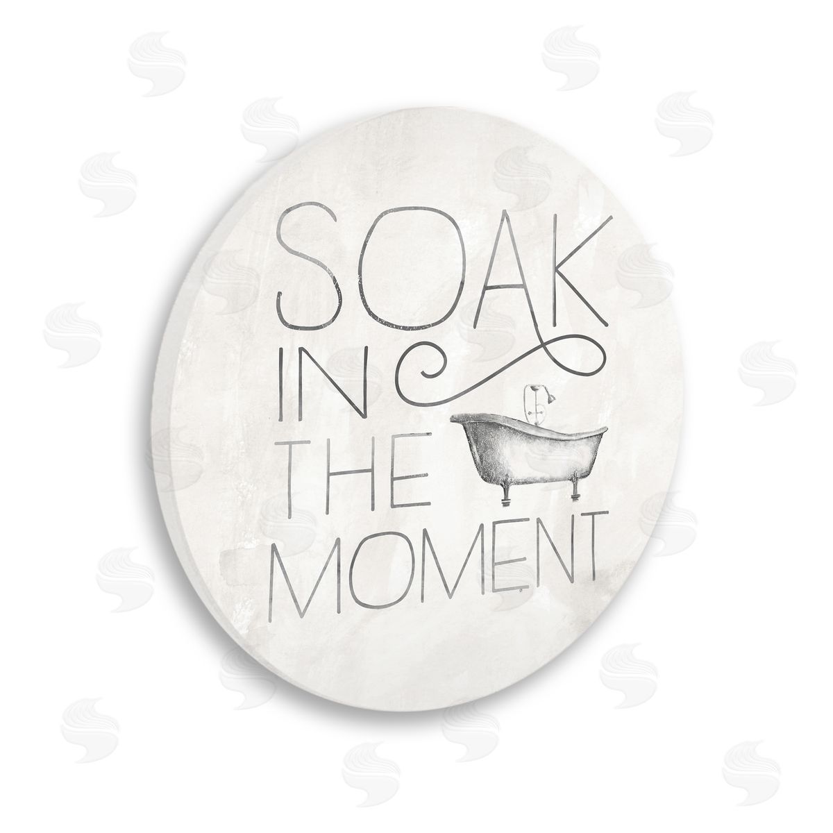 Nina Pierce Vintage Bathroom Tub Soak in the Moment Phrase Wooden Wall Plaque Art Print