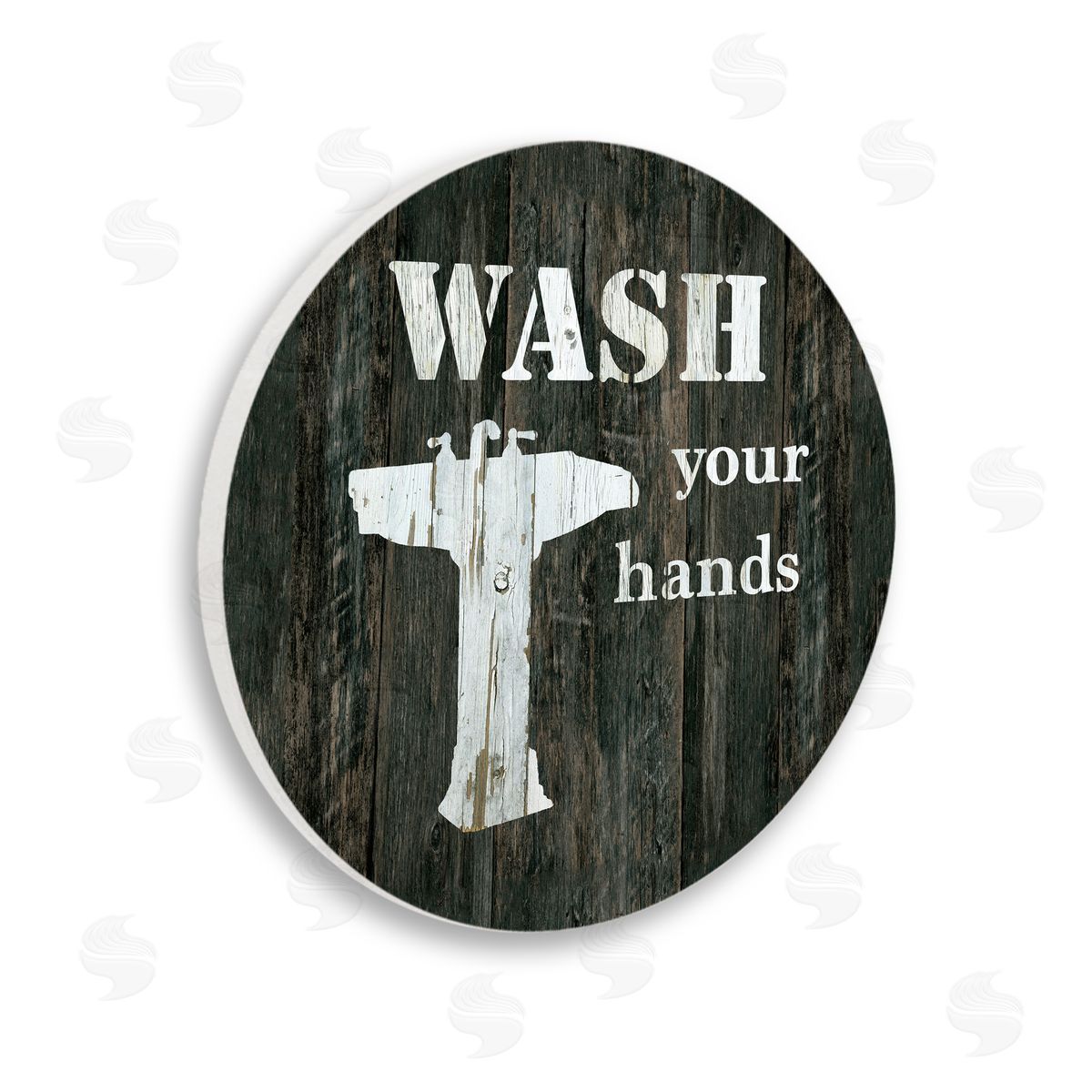 Carol Robinson Wash Your Hands Phrase Rustic Bathroom Sink Wooden Wall Plaque Art Print
