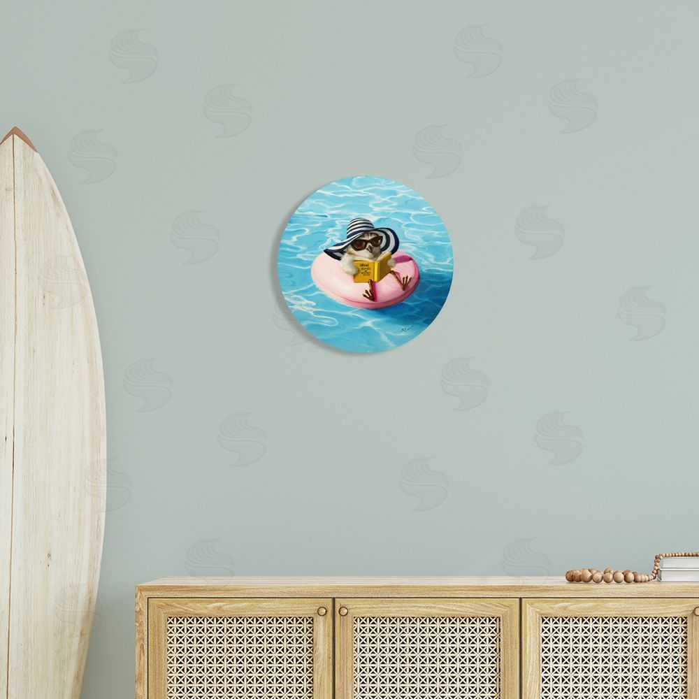 Lucia Heffernan Bird Reading Book Pool Float Beverly Hills Sun Hat Round Wall Plaque Art Print in Room
