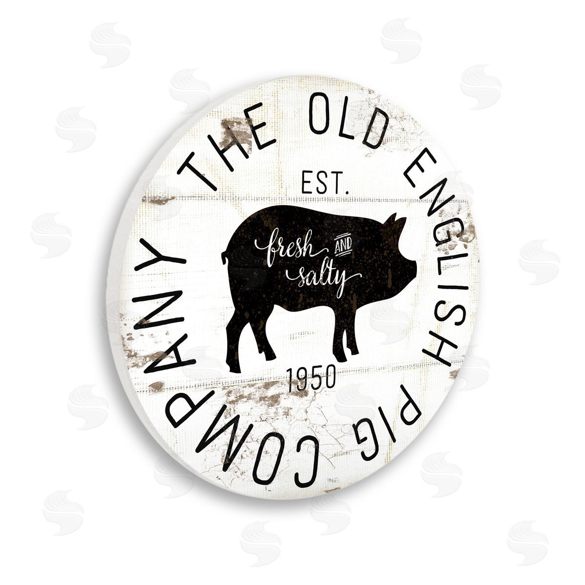 Jennifer Pugh Old English Pig Co Vintage Sign Farm Hog Wooden Wall Plaque Art Print