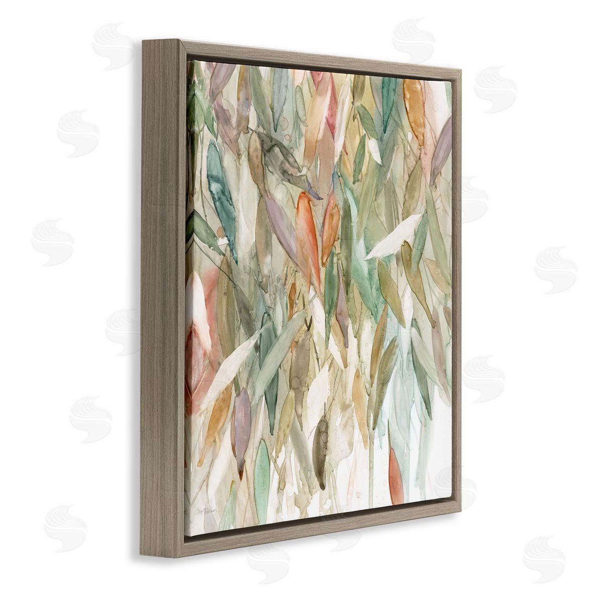 Carol Robinson Abstract Cascading Tree Leaves Autumnal Blooming Foliage Brown Floating Frame Canvas Wall Art Print
