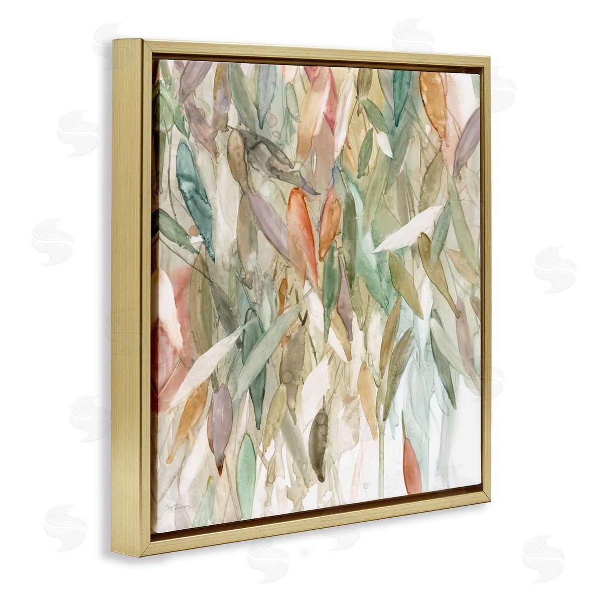 Carol Robinson Abstract Cascading Tree Leaves Autumnal Blooming Foliage Gold Floating Frame Canvas Wall Art Print